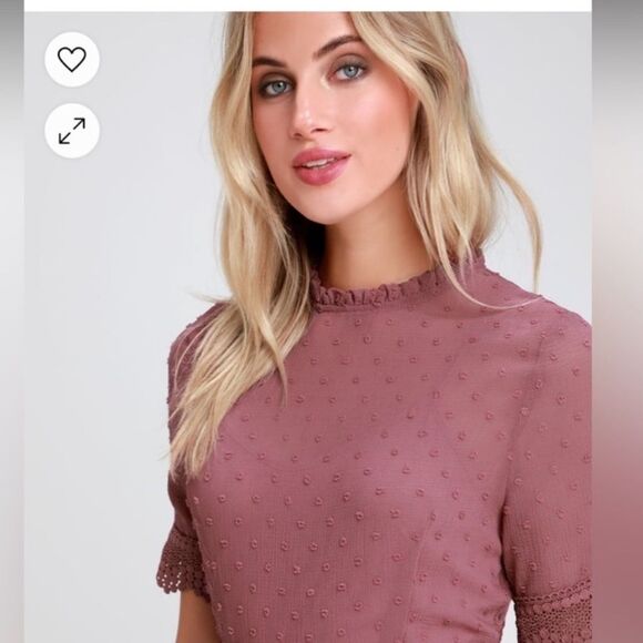 Dreaming of you mauve Swiss dot midi dress - Picture 5 of 8